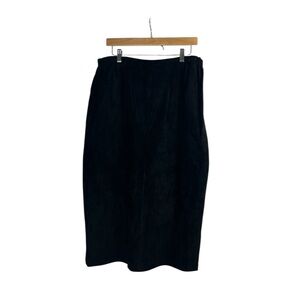 Vintage Danier Leather Suede Maxi Skirt Black Plus Size 18 Made in Canada